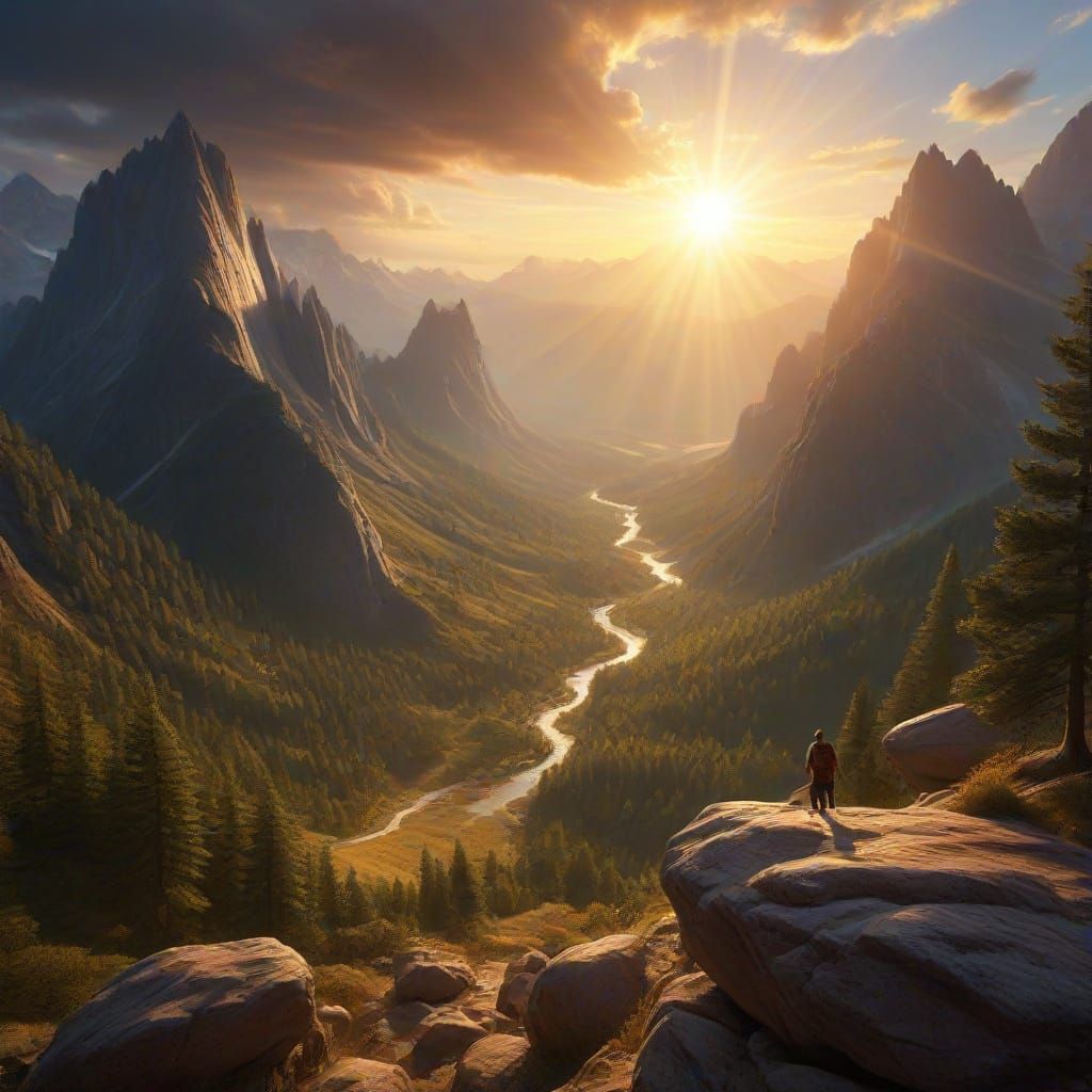 Divine God Speaking in Ethereal Light, Hyperrealistic Digita...