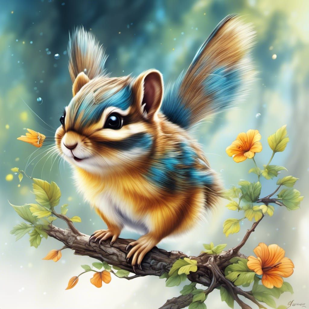 Adorable Chipmunk with Sparkling Eyes, Hyperdetailed Art