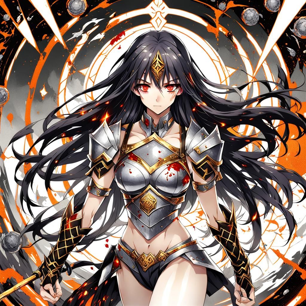 Warrior Girl in Silver Bikini Armor: Anime Style