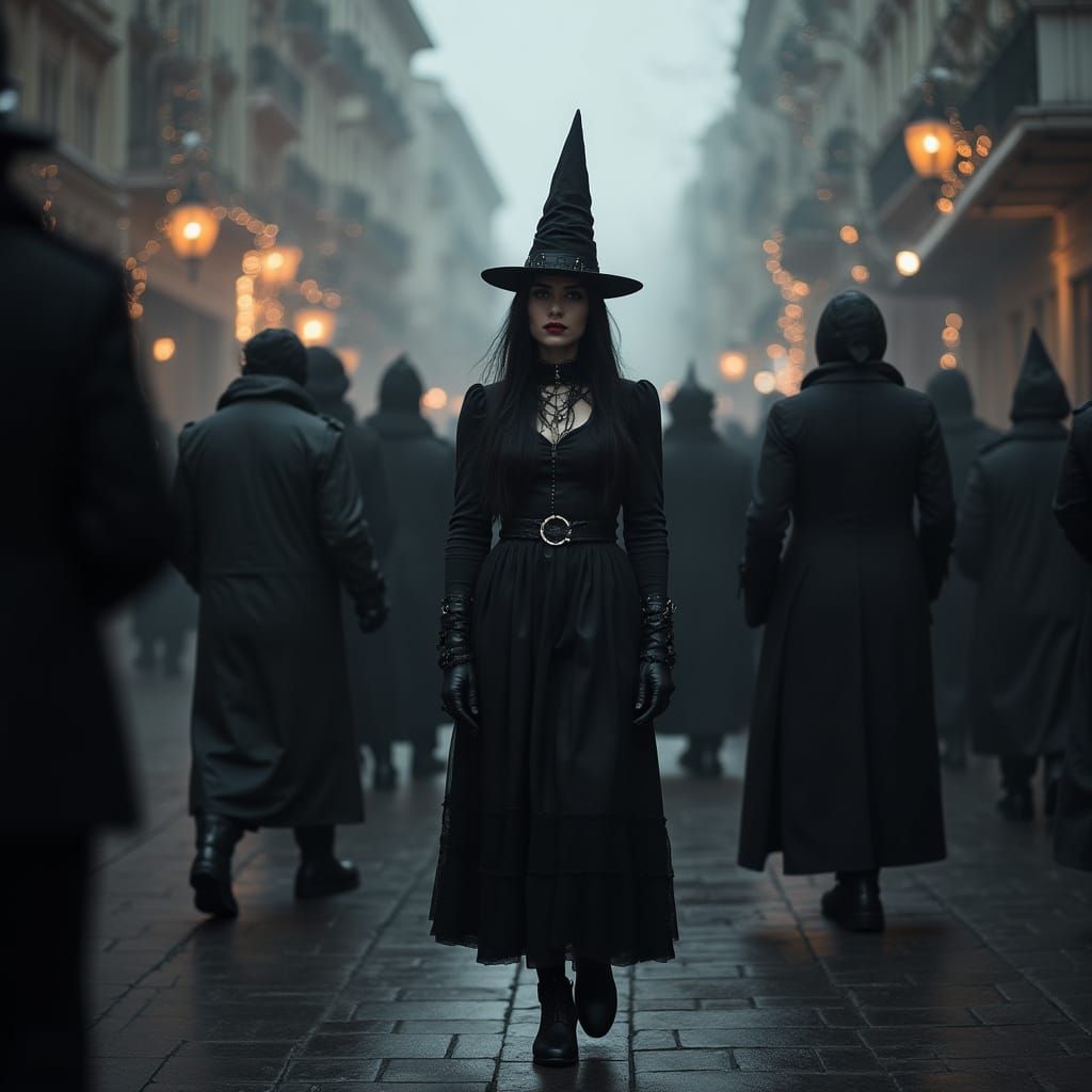 Gothic Cityscape in Dark, Moody Light