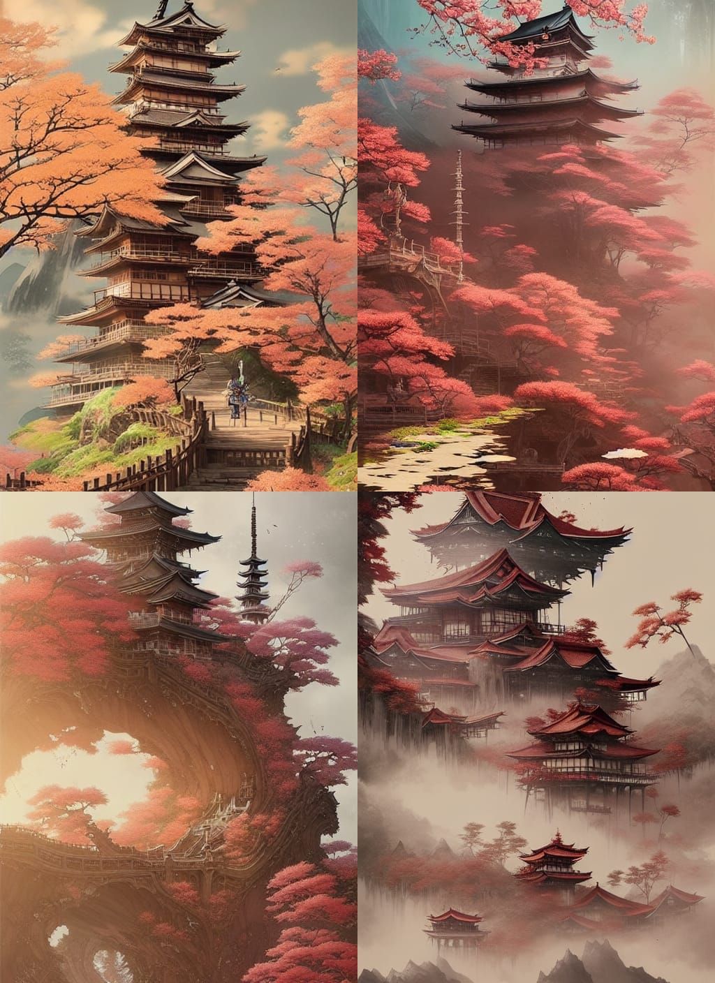 Epic Fantasy Landscape in Japanese Ink Style