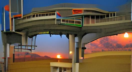 Elevated Metro Station at Sunset