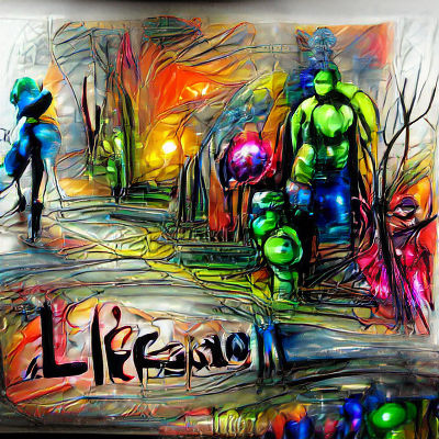 Abstract Acrylic Art with Neon Glow and Bokeh