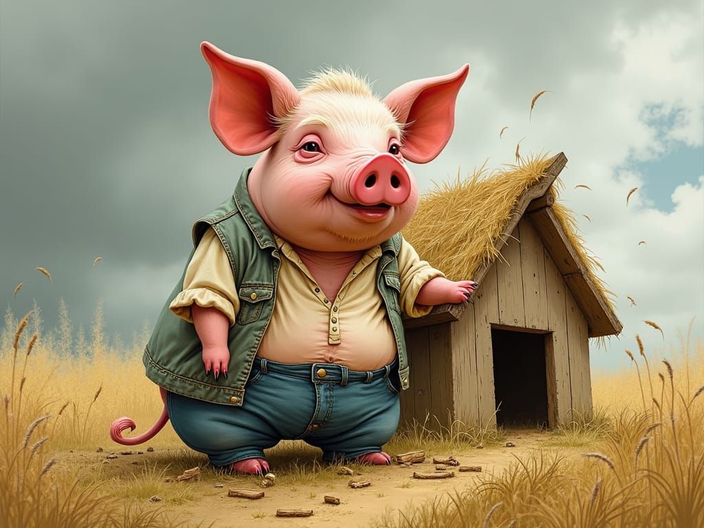 The first little pig was lazy and he built his house out of ...