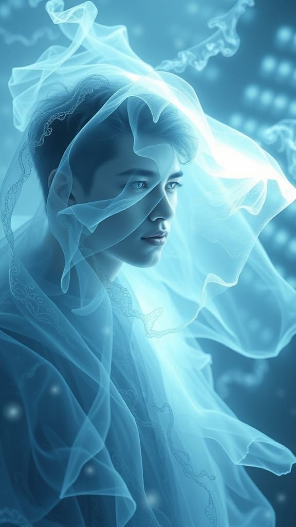 Ethereal Fantasy Portrait of a Ghostly Young Man and Boy