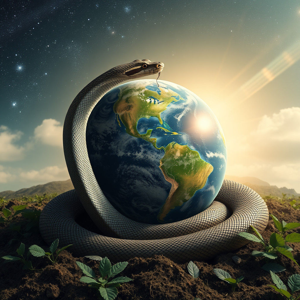 Giant Snake Surrounding Planet Earth