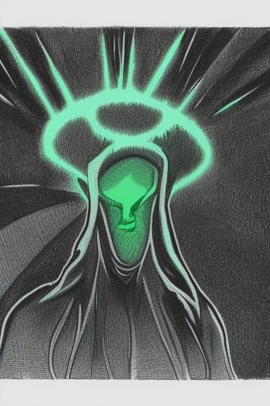 Eldritch Hooded Entity in a Fiery Liminal Space