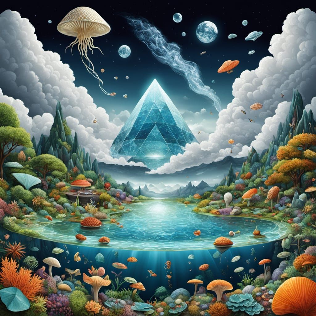 Abstract Composition of Natural and Geometric Forms