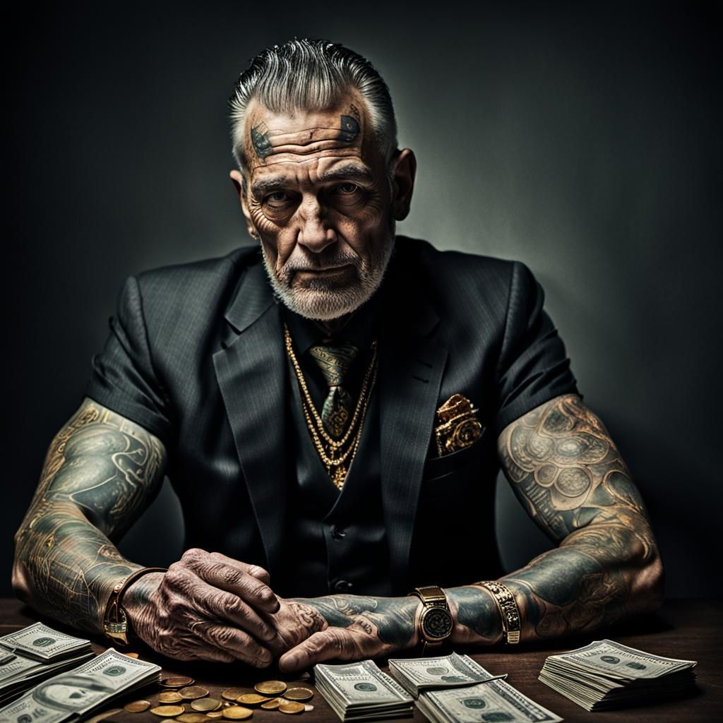 Tattooed Professor with Godlike Physique, Close-Up Portrait