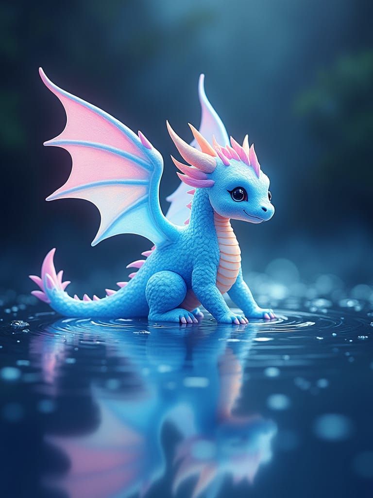 Bioluminescent Crystal Dragon in Enchanted Forest