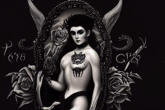 1880s Gravure: Lucifer and Lady in Sepia Tones