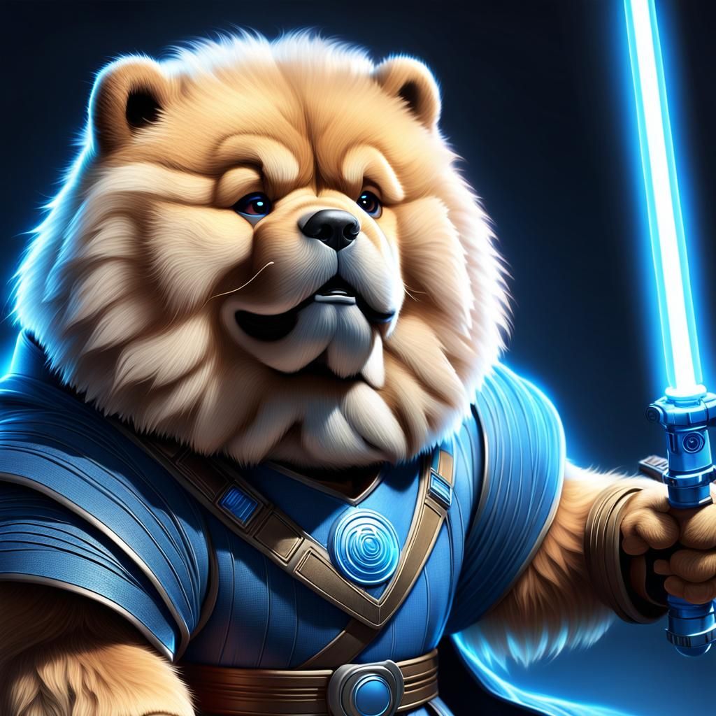 Chow Chow Jedi Knight in Pixar Style