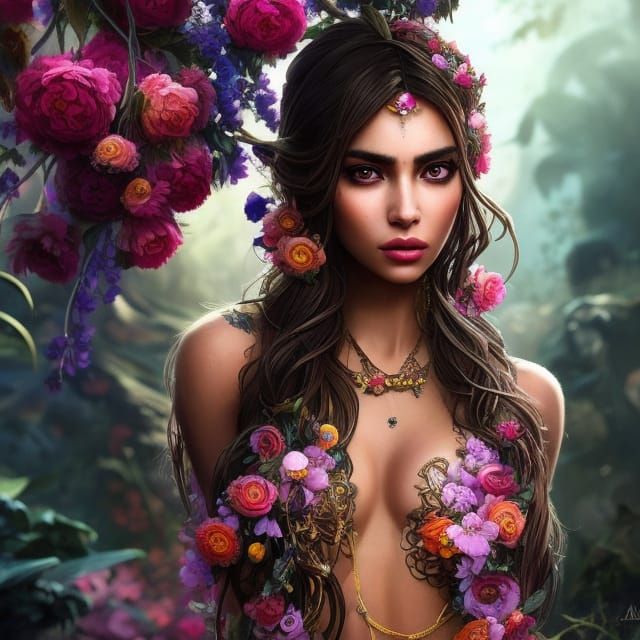 Sugar Skull Goddess in Aztec Jungle Temple