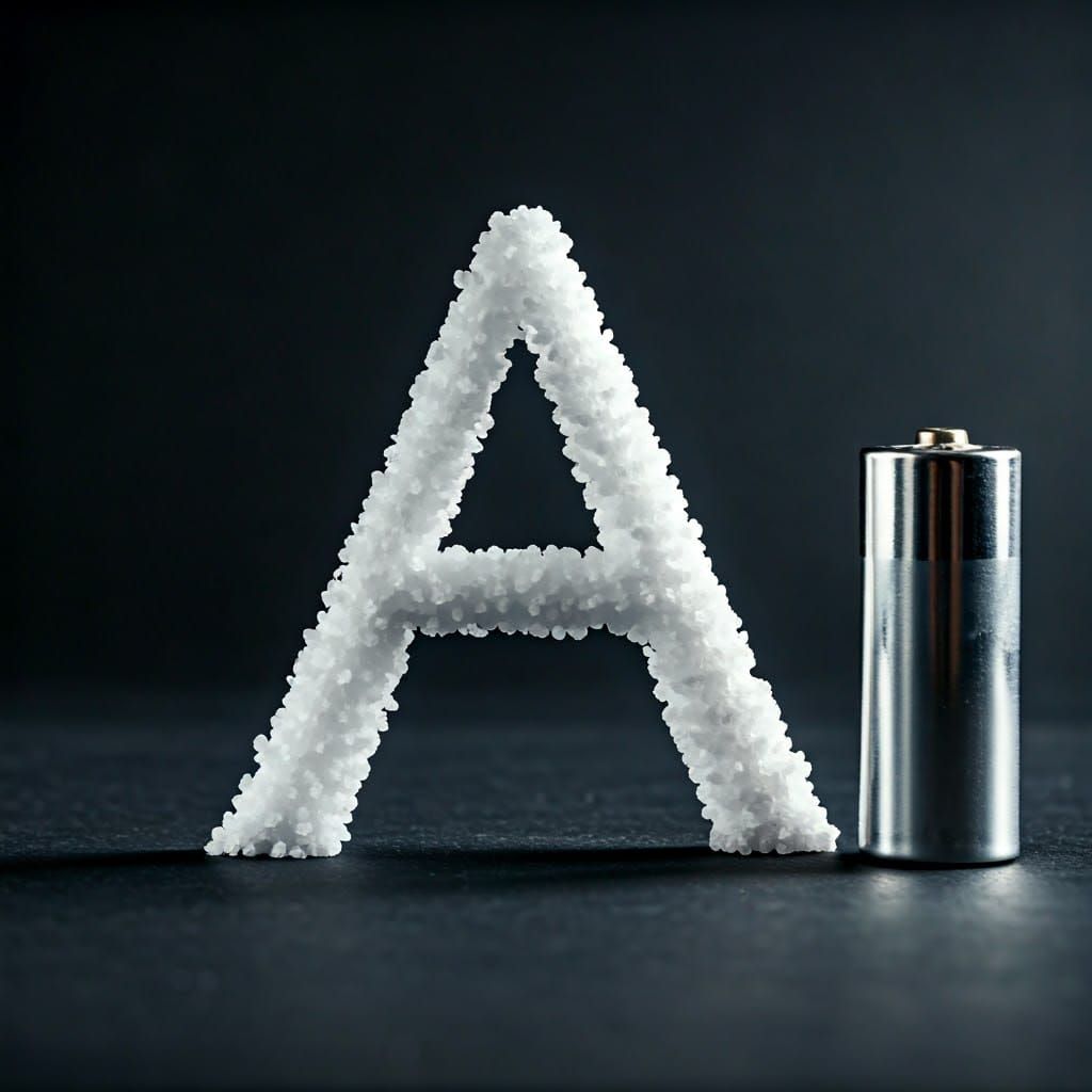 Salt 'A' Beside Battery, Minimalist Still Life