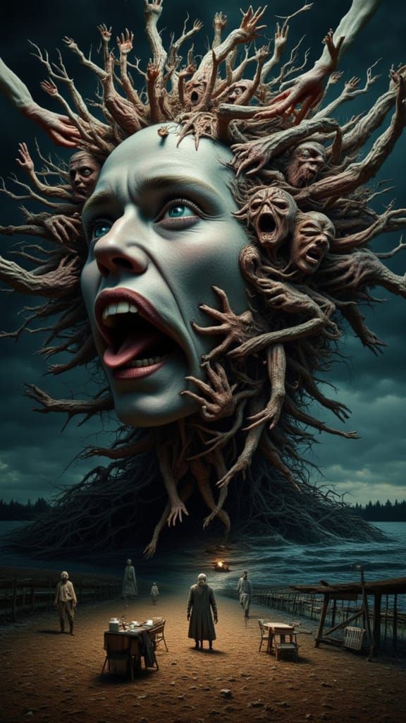 Mindscape of Emotions: Faces Manifesting in a Windswept Styl...