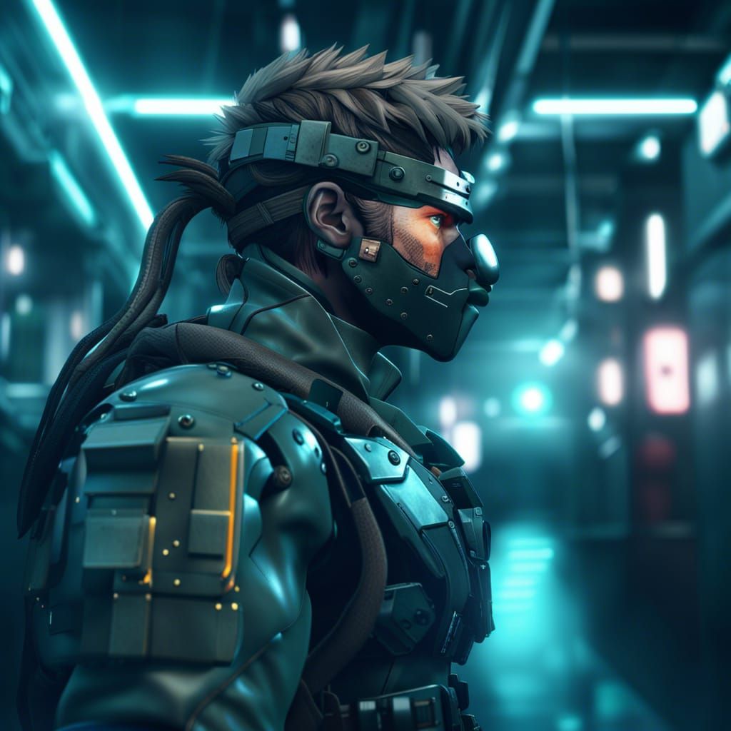 Cyberpunk Metal Gear Solid Snake: Hyperrealistic Detail