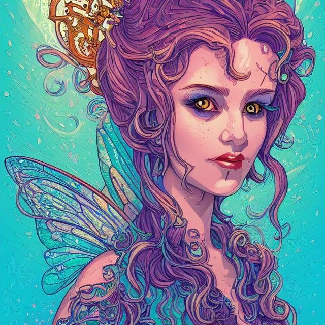 Colorful Fairy Queen Illustration in Digital Art Style