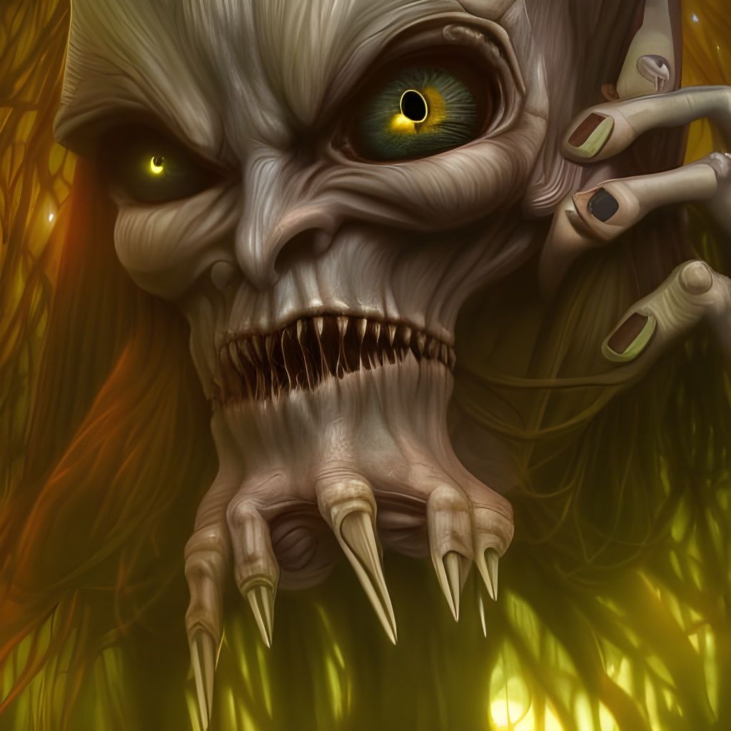 Tree Vampire in Cursed Forest: Digital Illustration