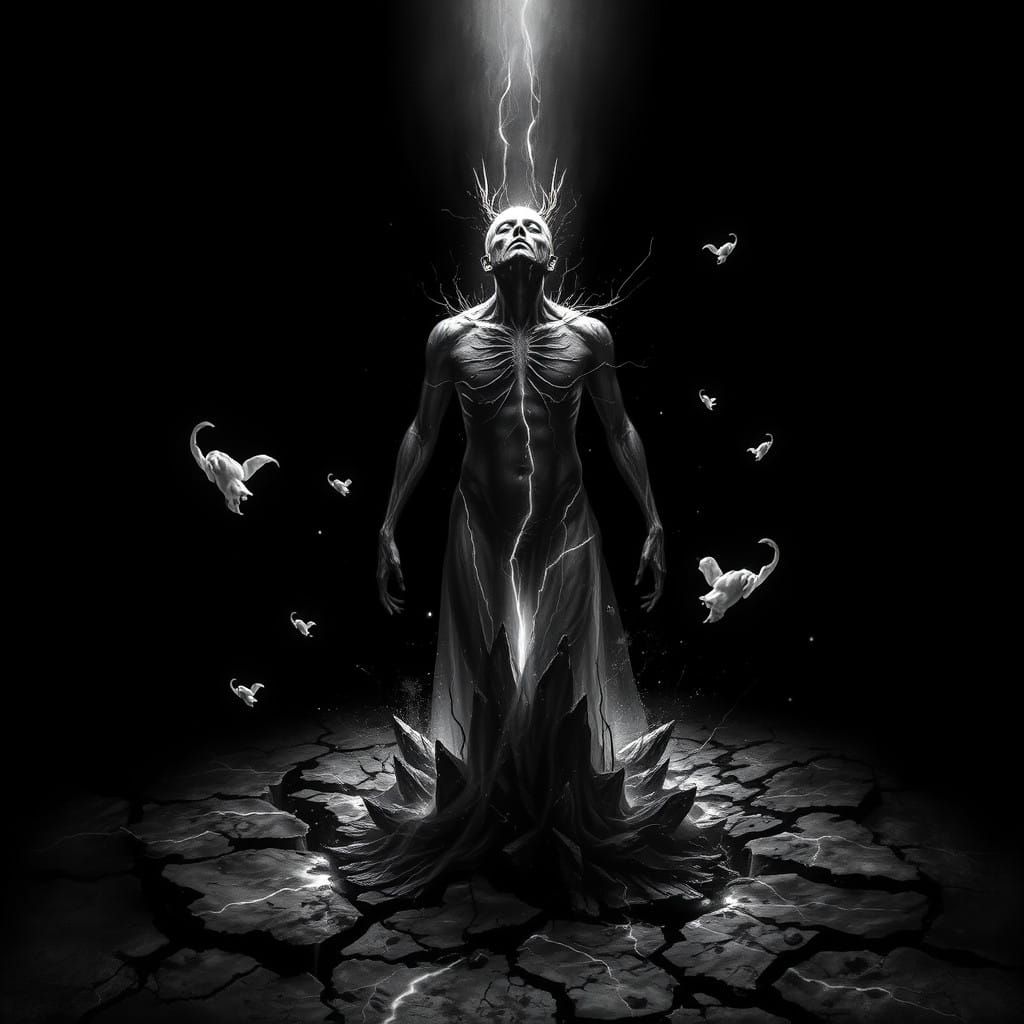 Tormented Soul in Dark Grayscale