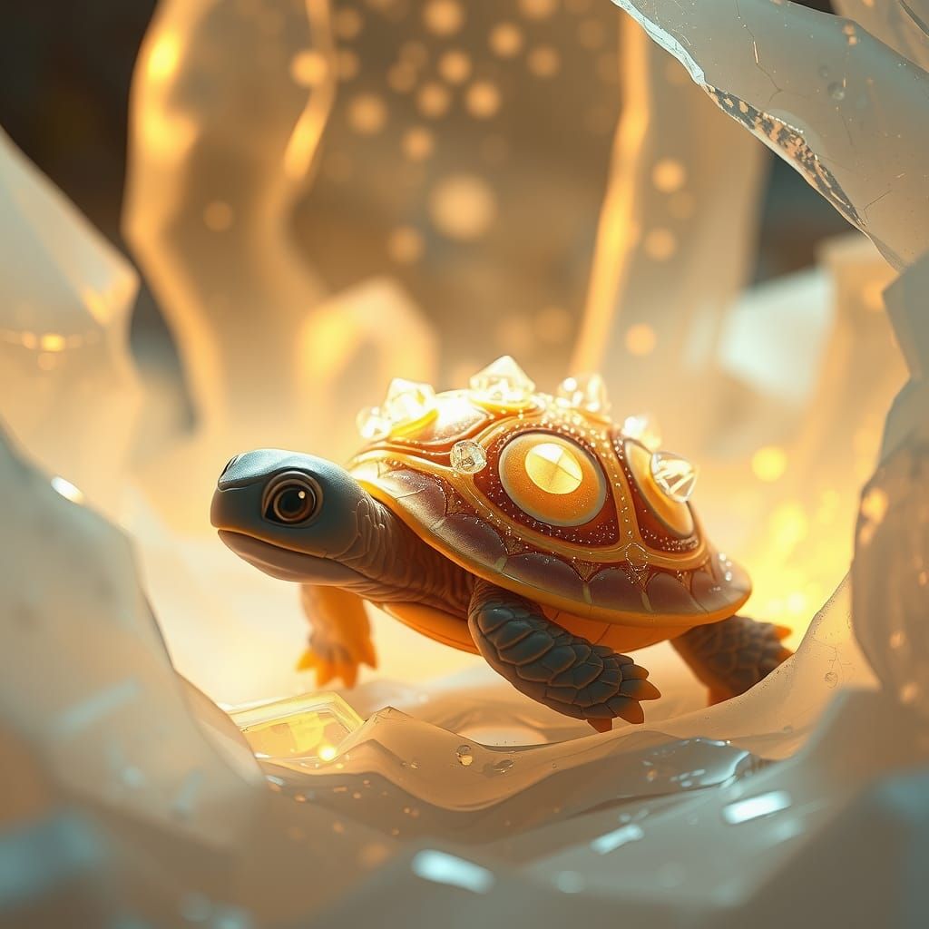 Crystal Turtle in Ethereal Fantasy Landscape