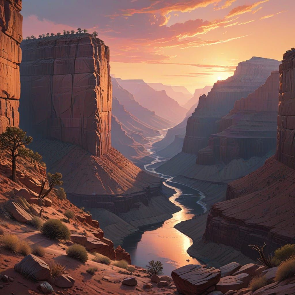 Breathtaking Grand Canyon Sunrise in Hyper-Realistic Style