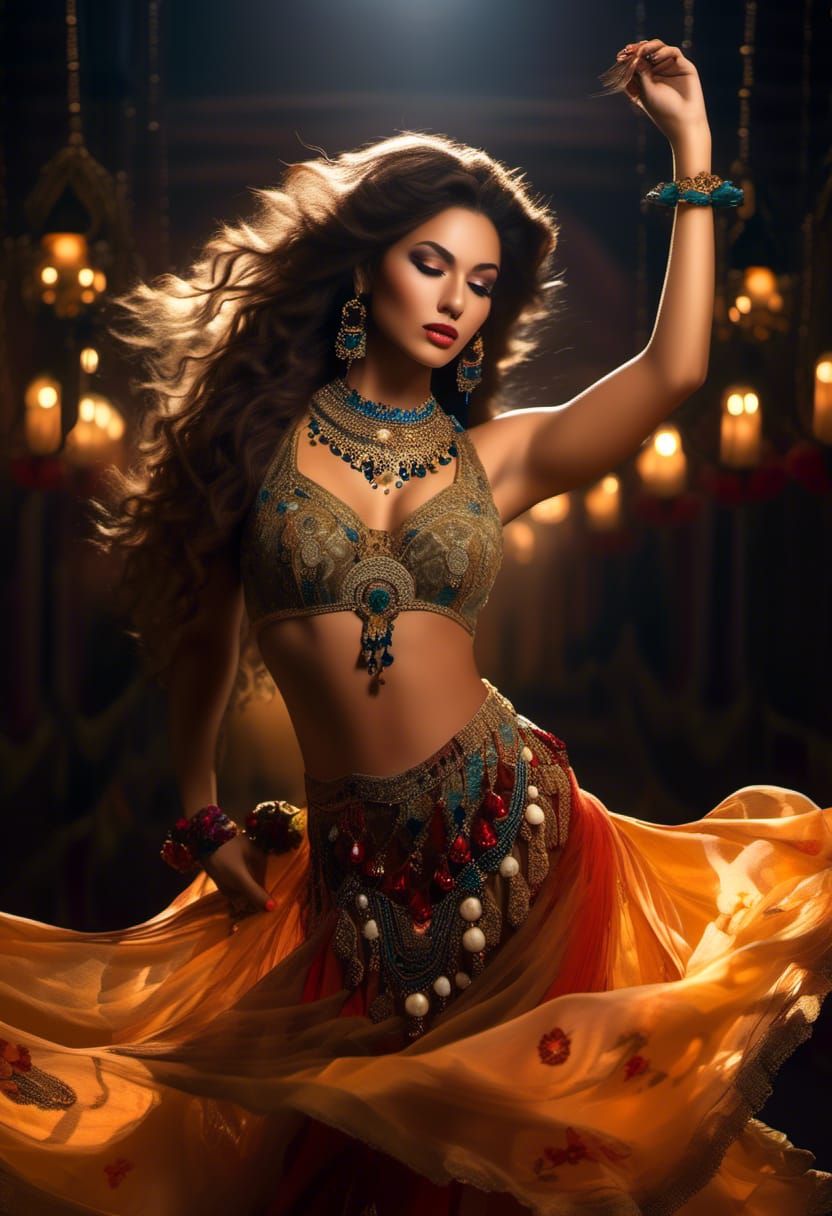 Gypsy Women Dancing in Vibrant Alcohol Ink Style