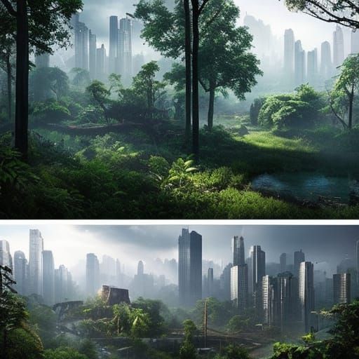 Overgrown City: Nature's Reclamation in Cinematic Style