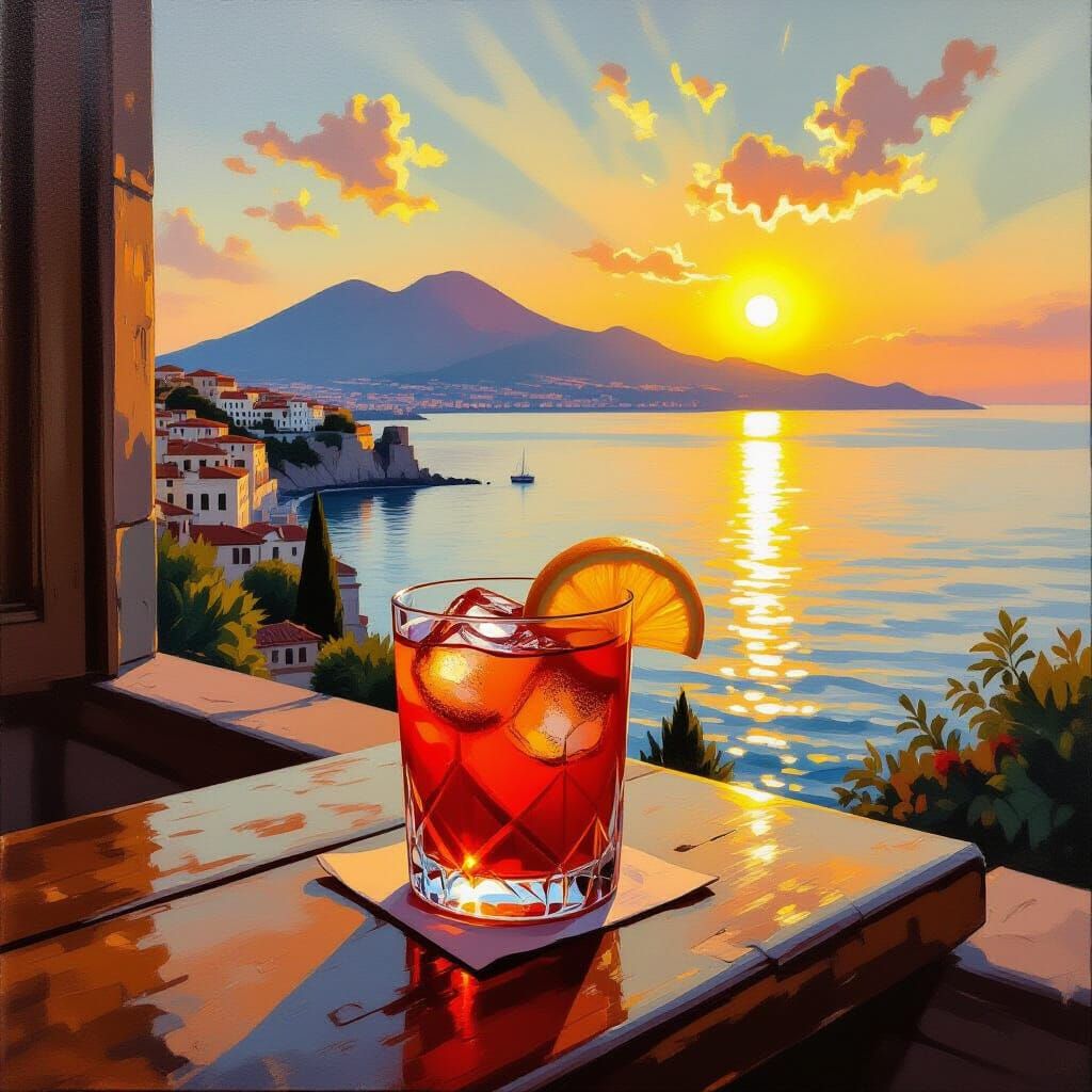 Garibaldi Cocktail in Naples 1860 Oil Painting