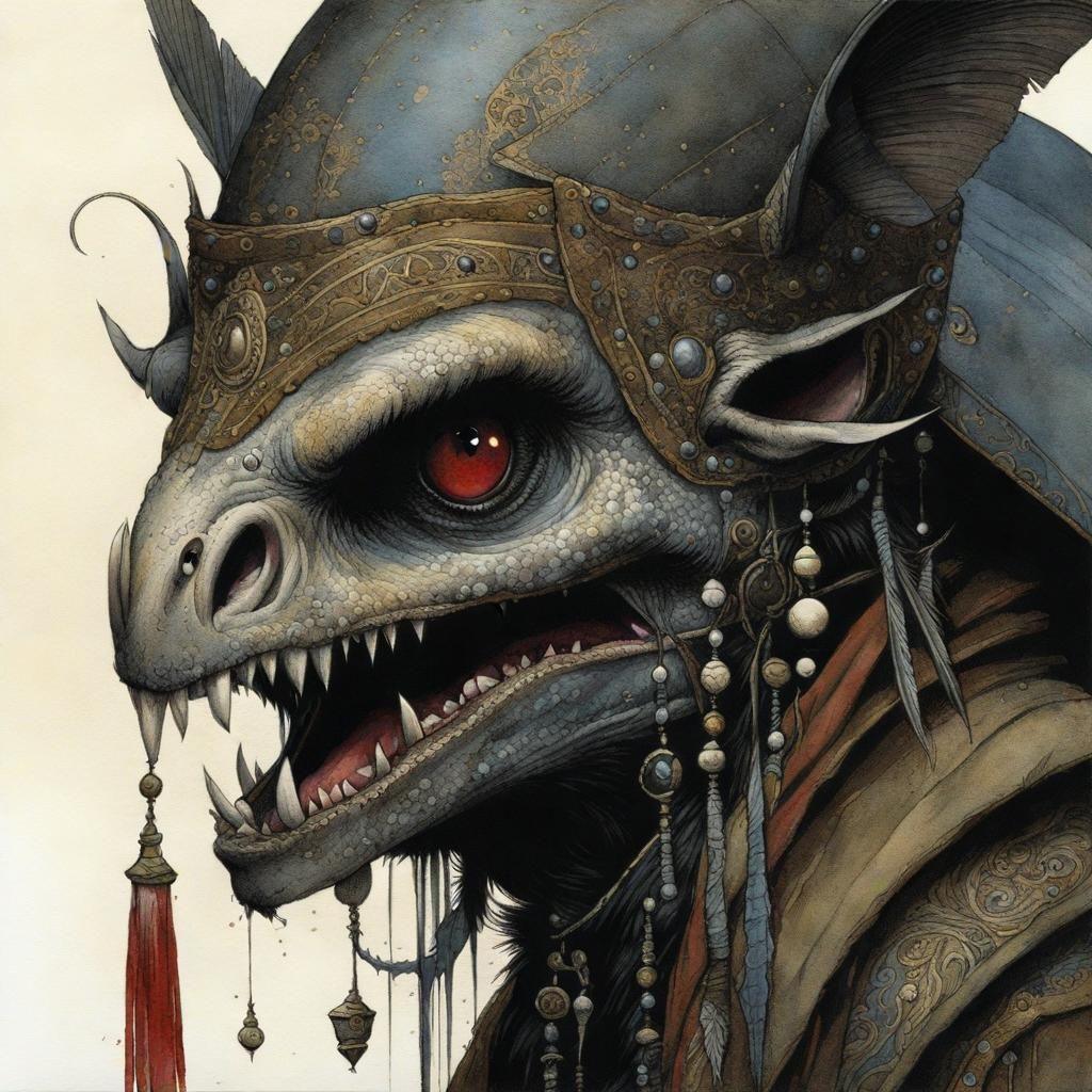 Detailed Watercolour Painting of a Mexican Vampire