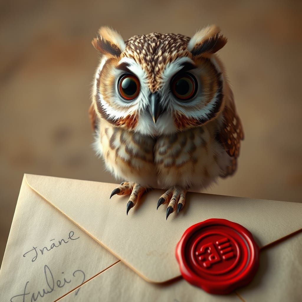 Cinematic Fluffy Owl in Vintage Setting