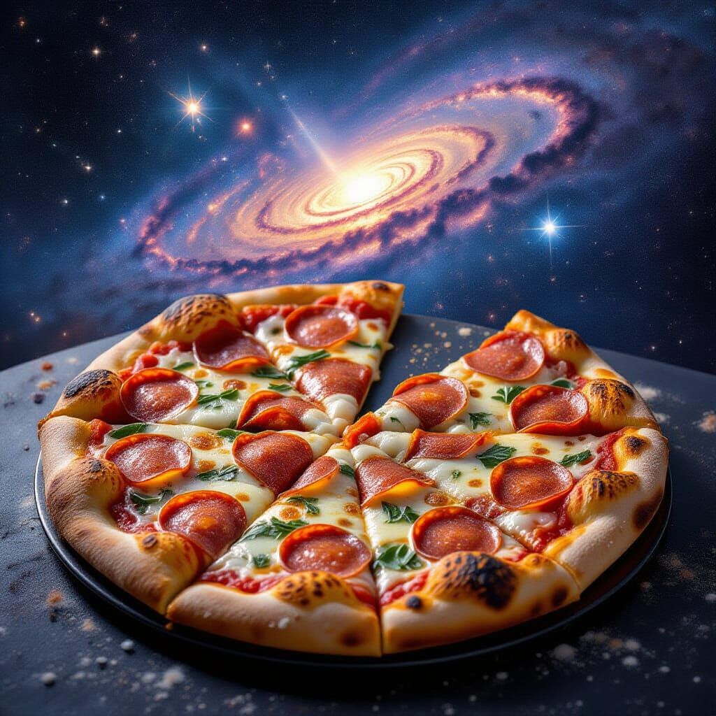 Cosmic Pizza with Galaxy Cheese and Nebulae Toppings
