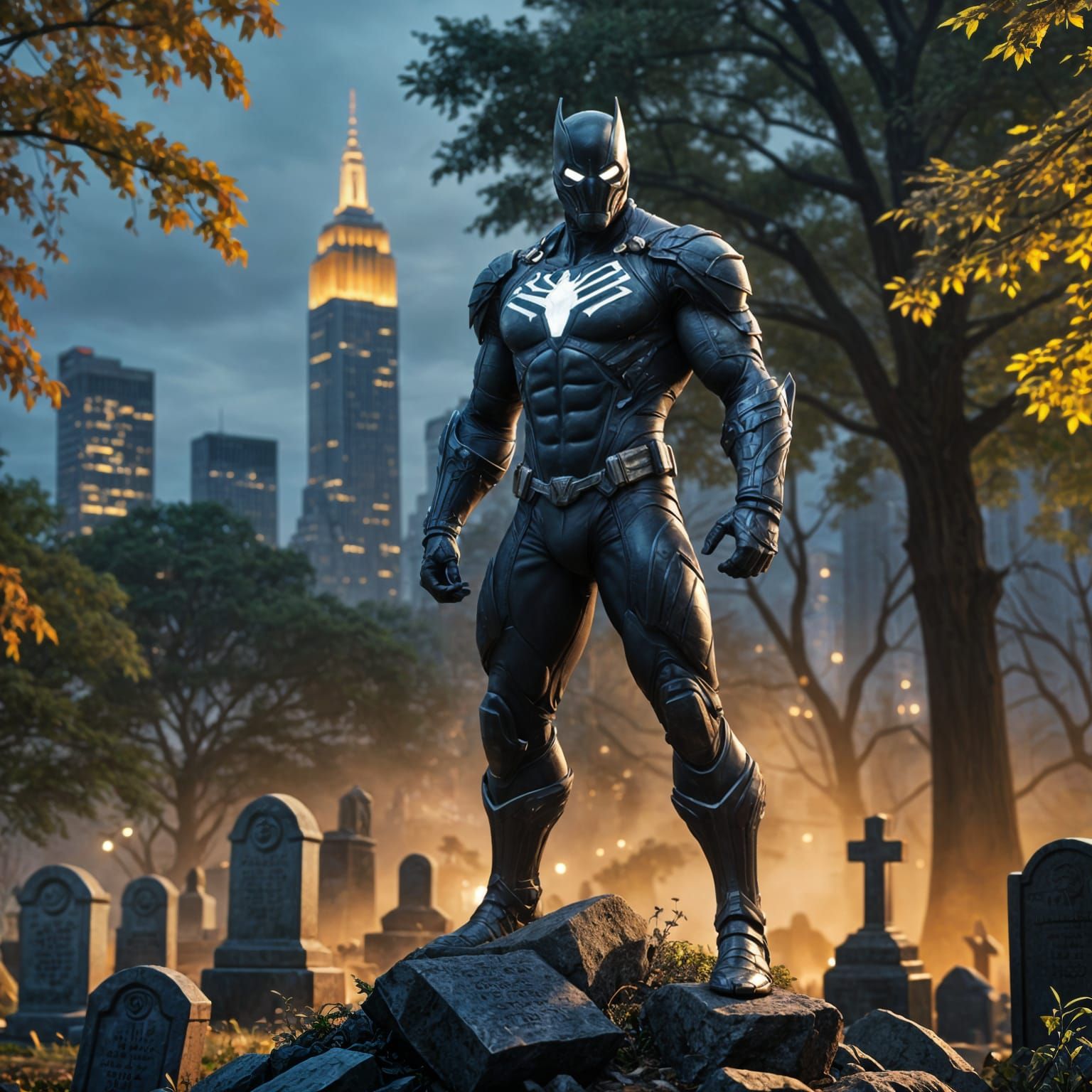 Epic Comic Book Hero Dominates NYC's Central Park Cemetery