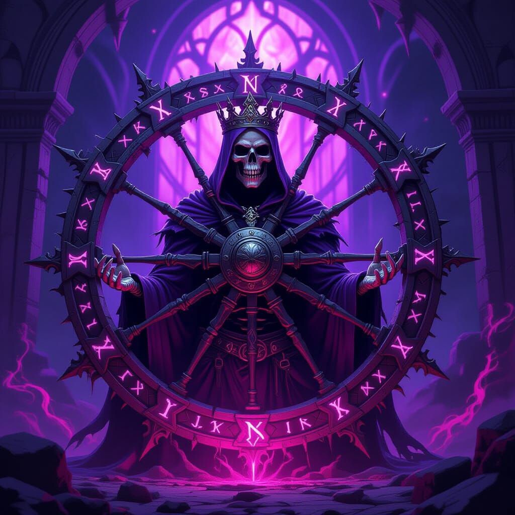Evil Wheel of Fortune in D&D Art Style