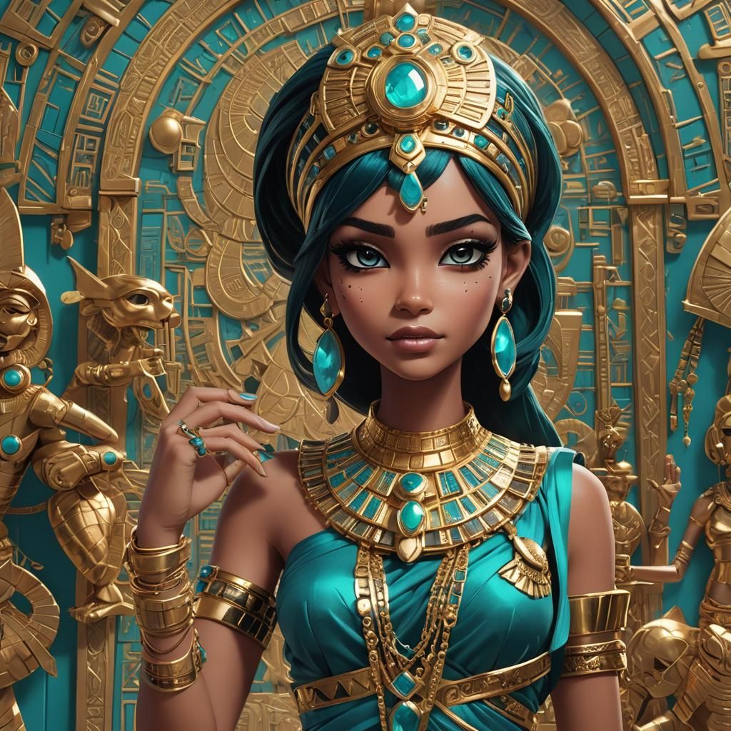 Cleo de Nile in Egyptian Jewelry, 3D Anime Art