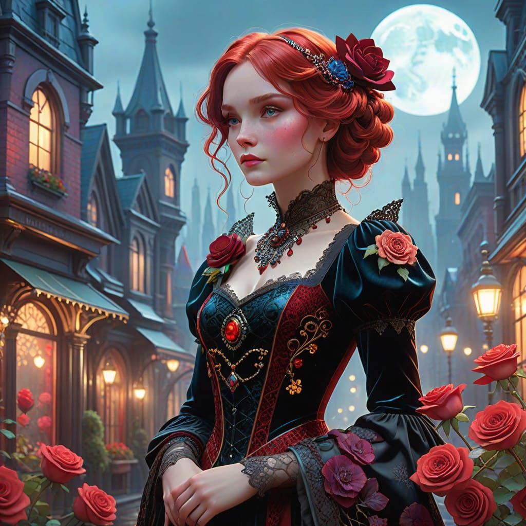 Victorian Goddess in Whimsical Dreamscape