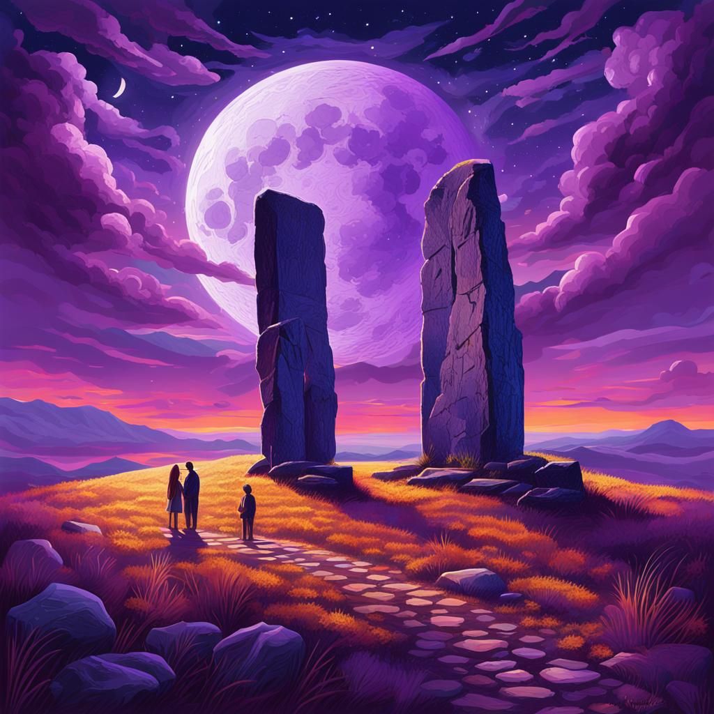 Stonehenge Night Meeting: Holographic Astral Illustration