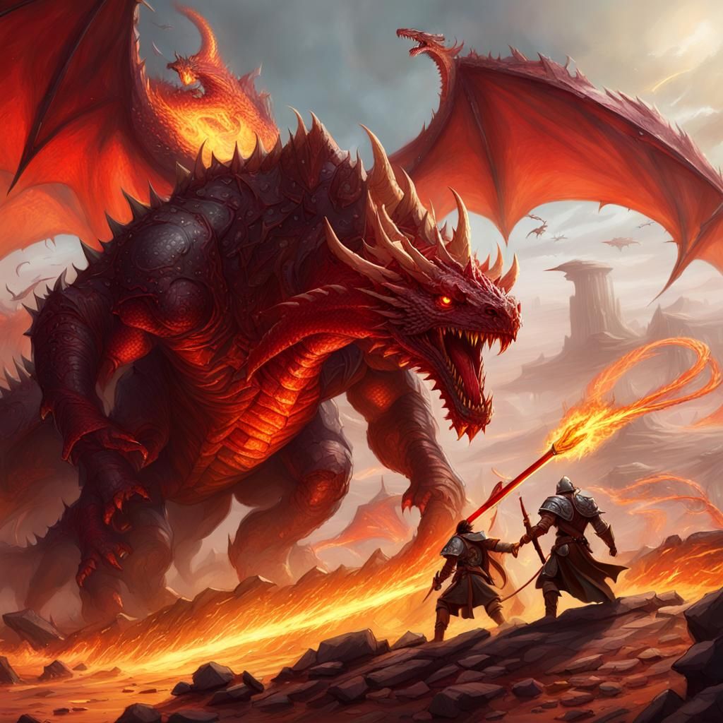 Paladin vs. Red Dragon: Epic Dark Fantasy Art