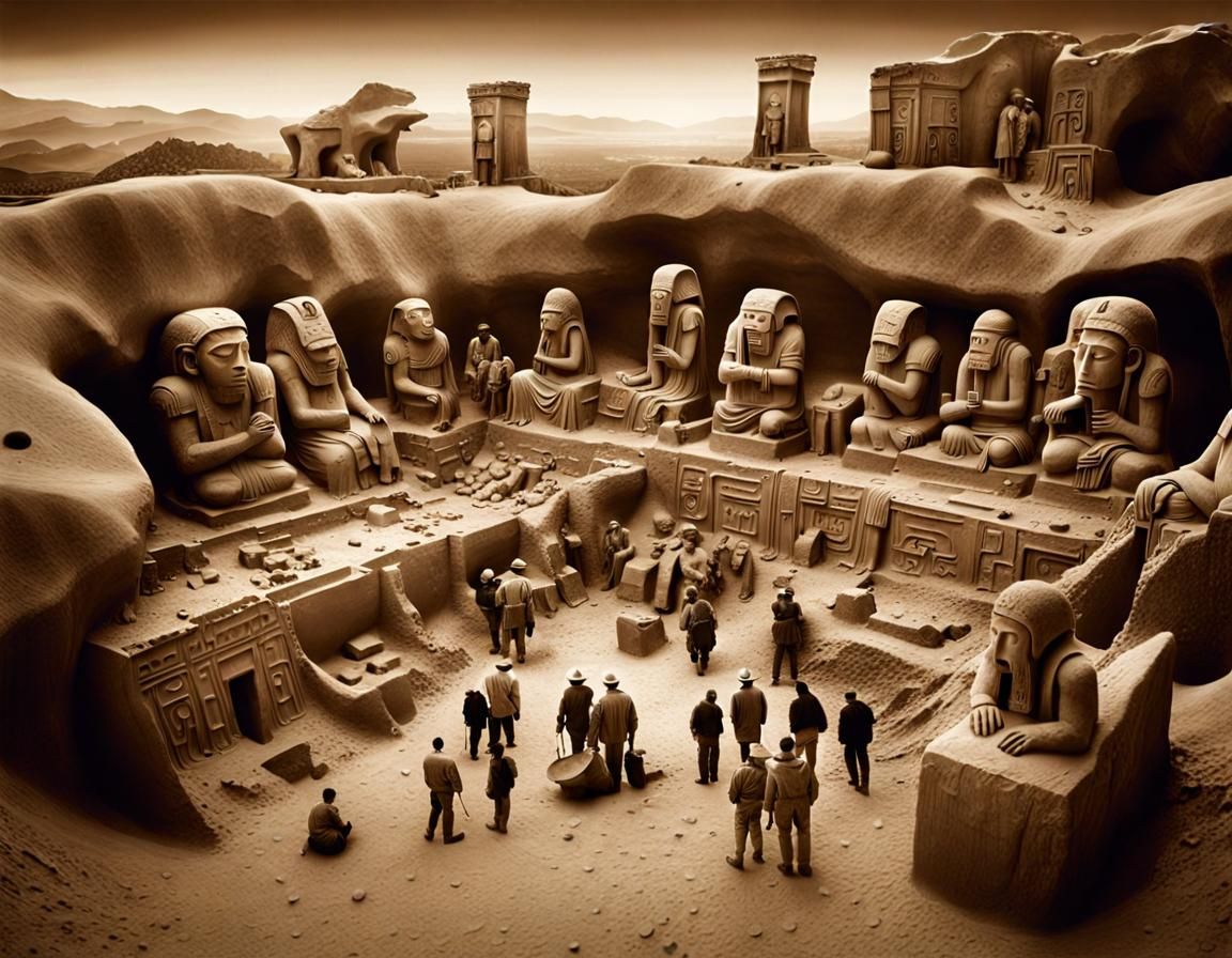 Archaeologists Uncover Ancient City in Sepia Photograph