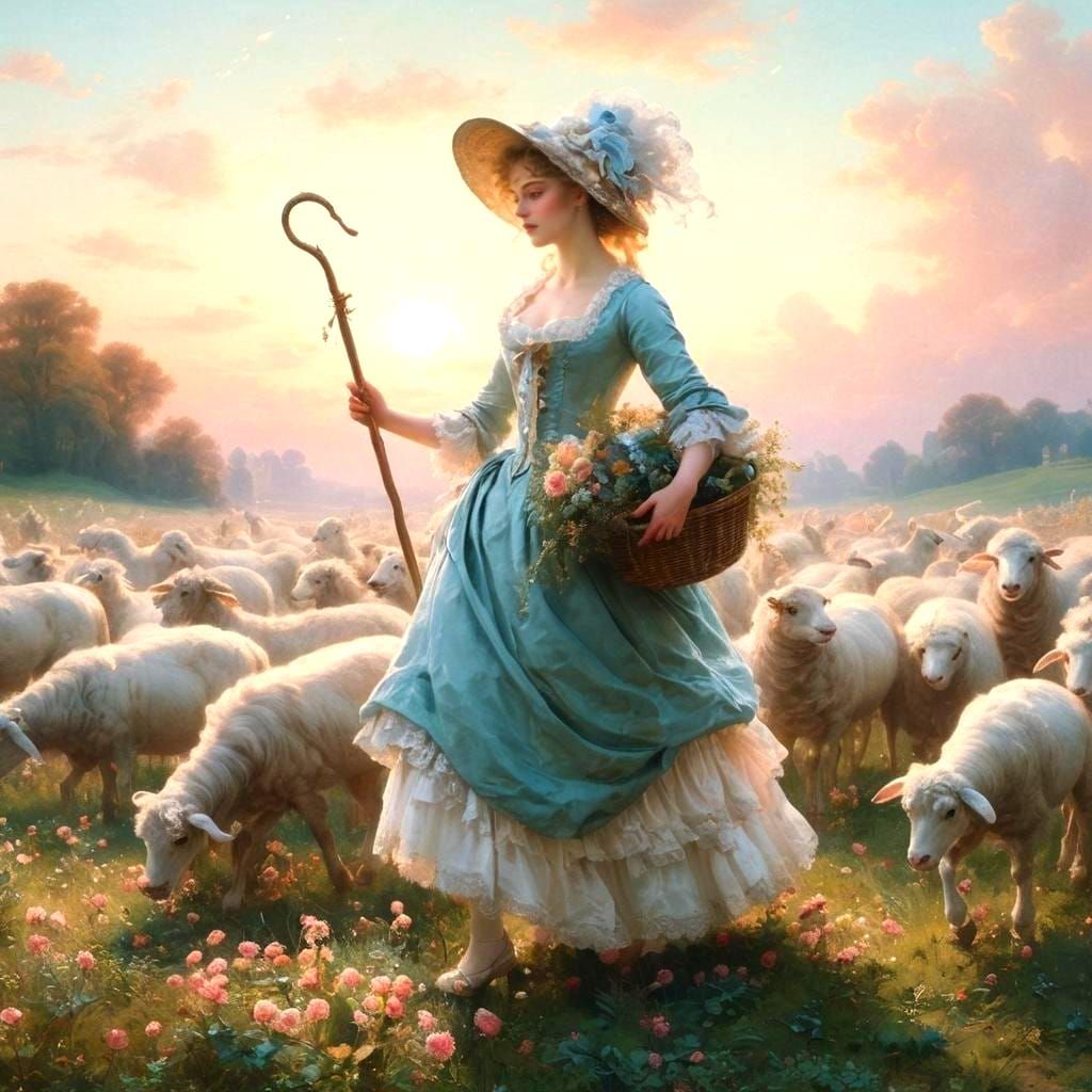 Rococo Shepherdess in Digital Art