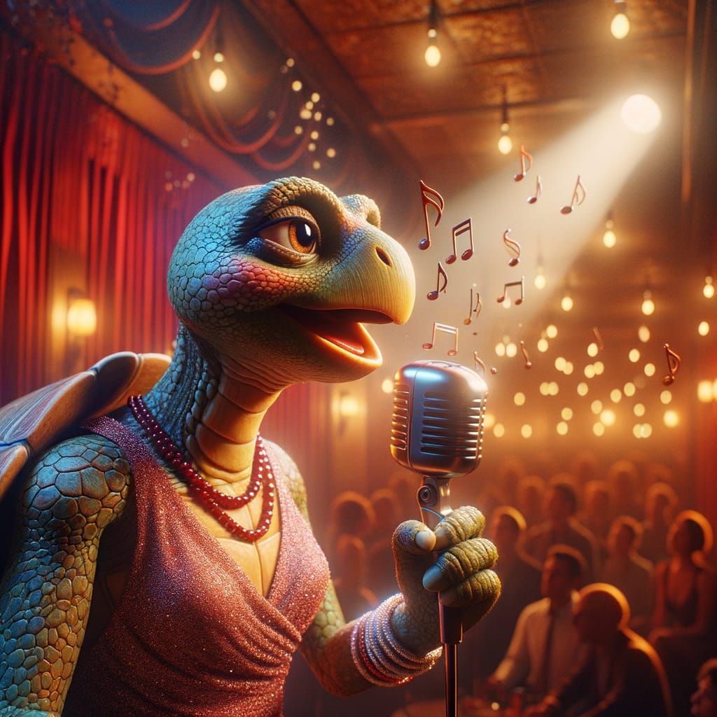 Jazz Turtle Singer in a Nightclub