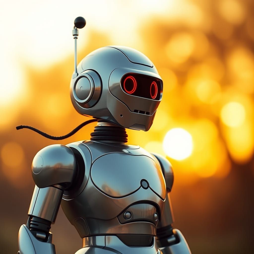 Retro-Futuristic Robot in Pop Art Style