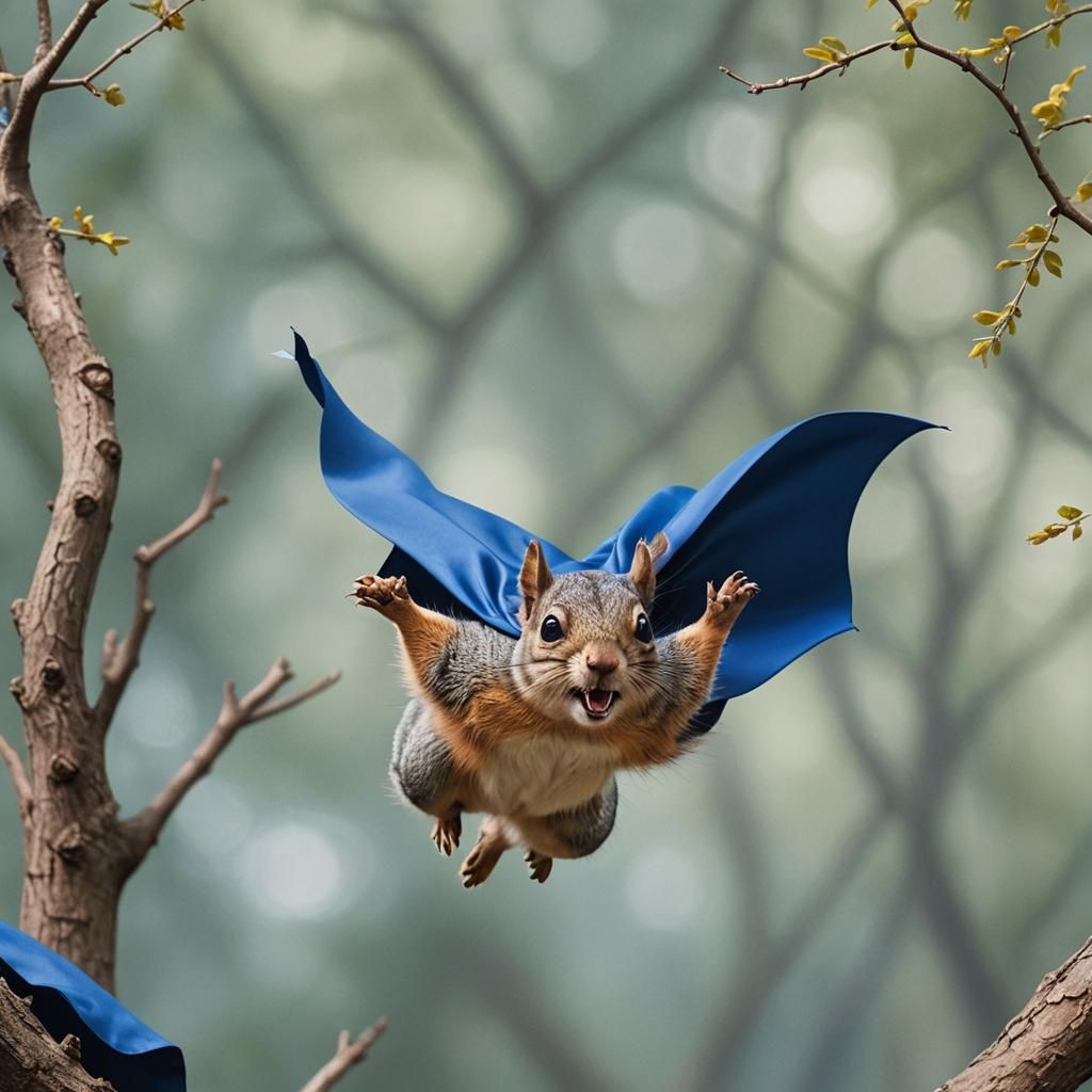 Flying Squirrel Superhero Cartoon Illustration
