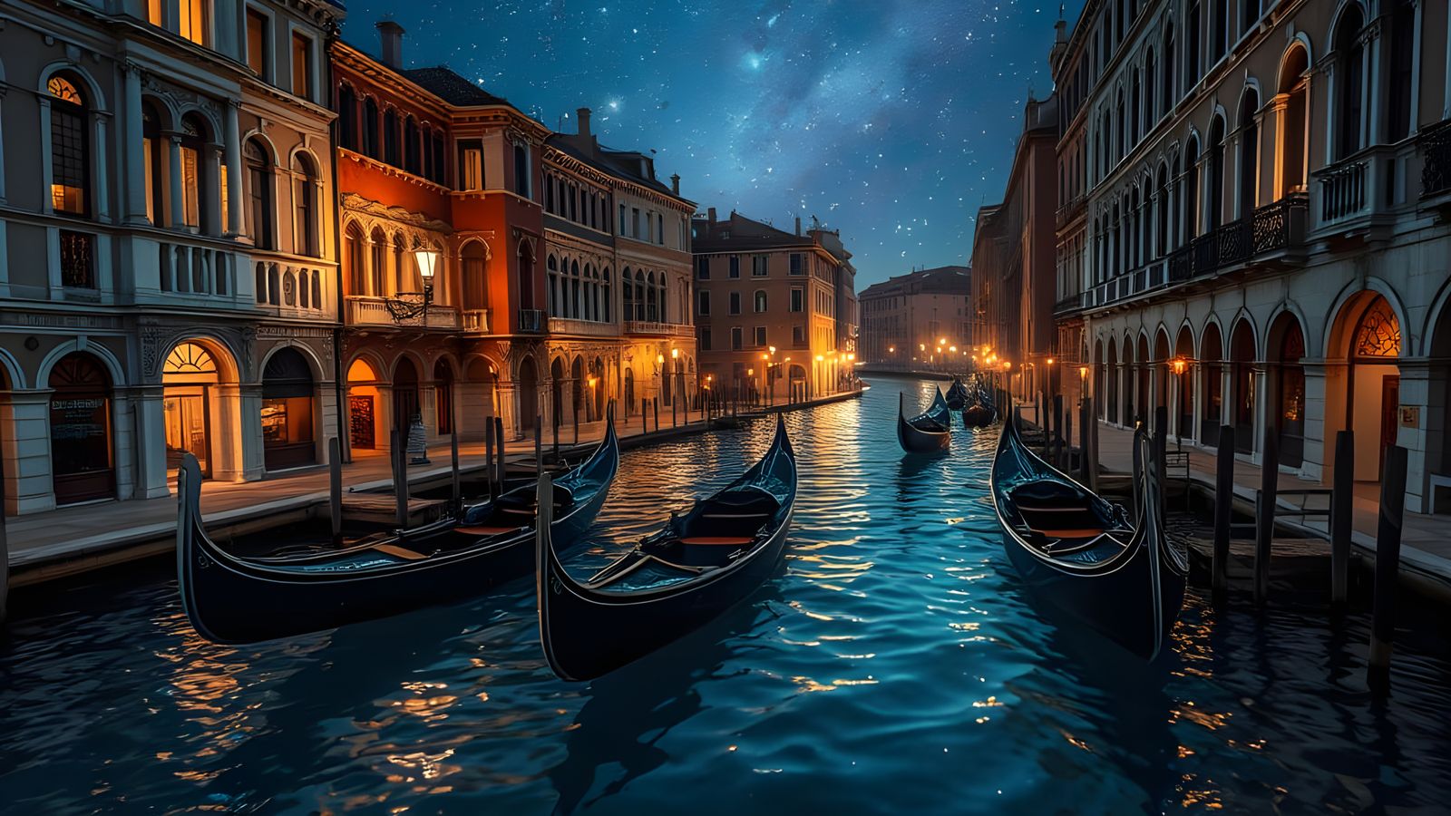 Venice Canal Transformed into Galaxy in Fantasy Art