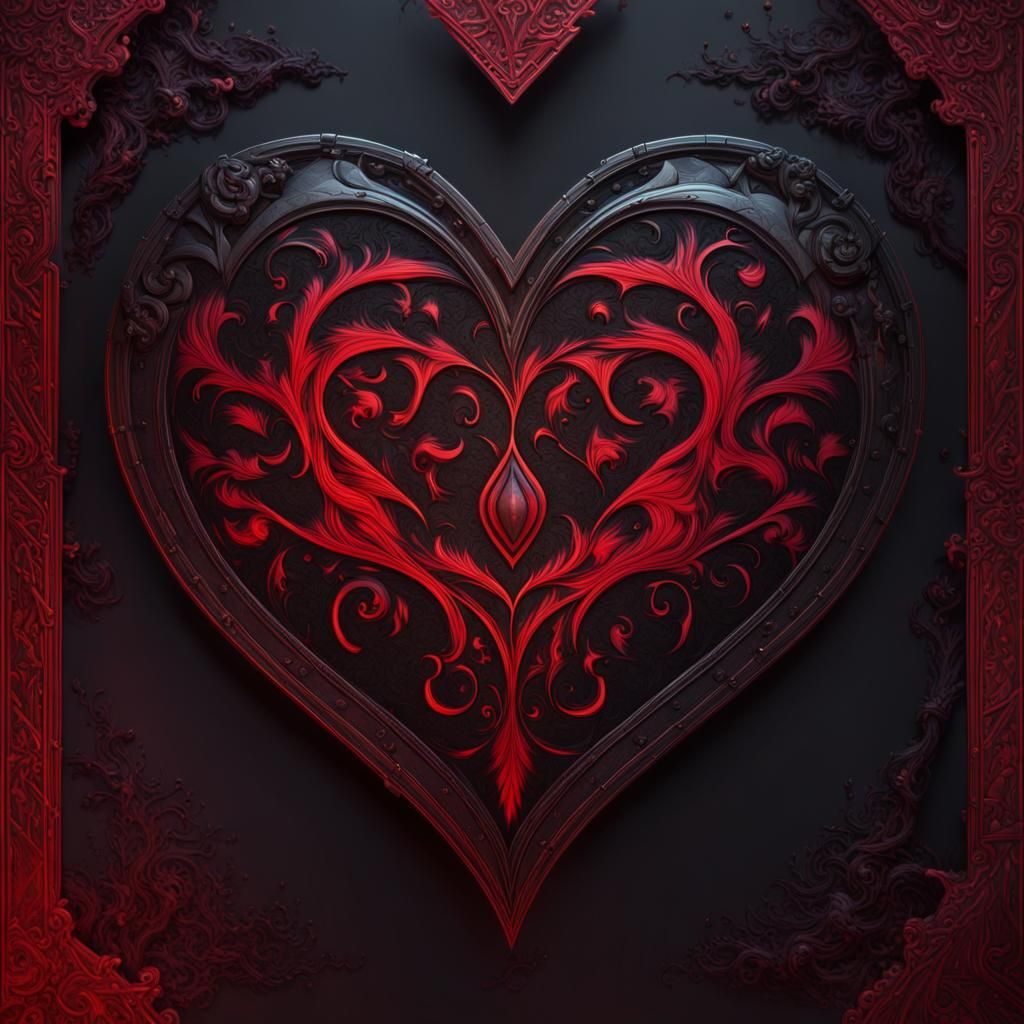 Gothic Red-Black Gradient with Hearts in Unreal Engine