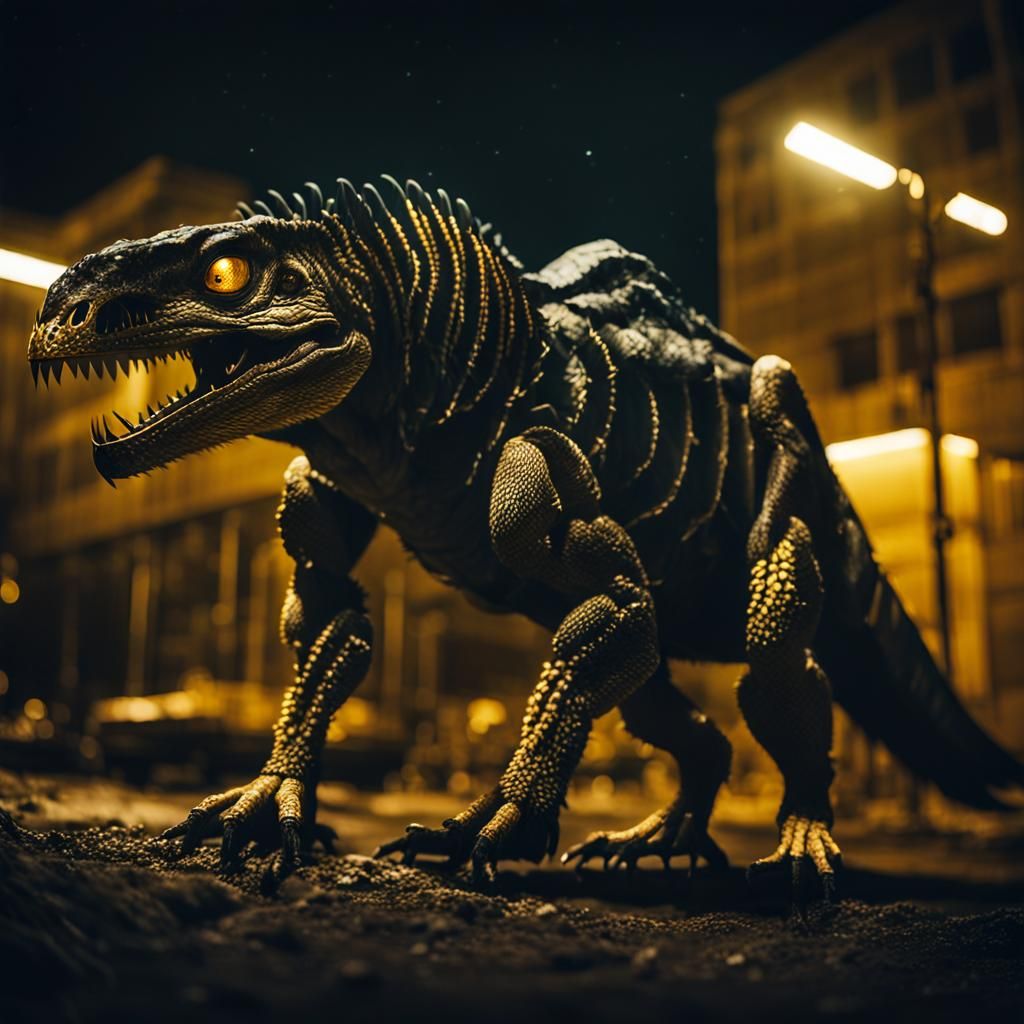 Dramatic Gold and Black Animal at Night