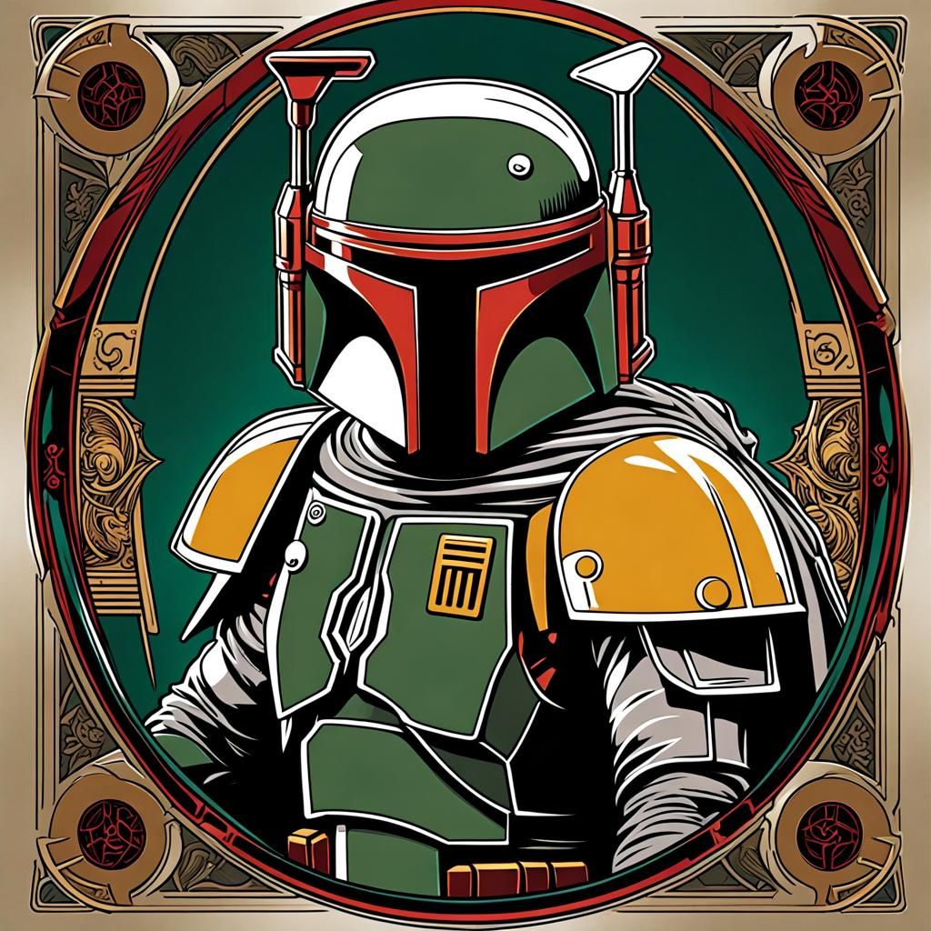 Boba Fett as Tarot Card King in Comic Art