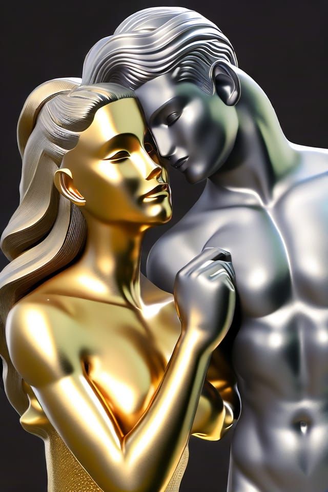 Victorian Goddess with Gold Jewelry: Classical Art Fusion