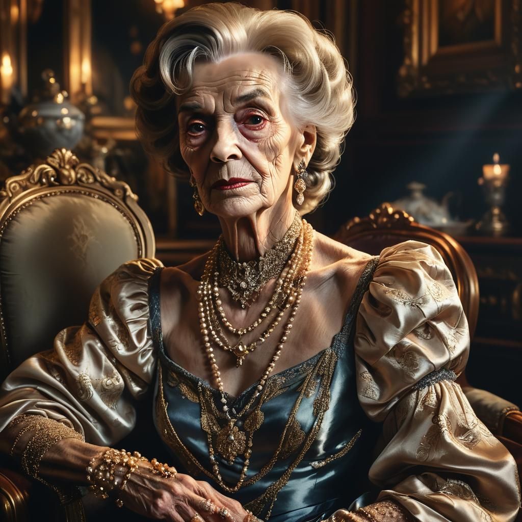 Baroque Portrait of an Elderly Person in Lavish Gown