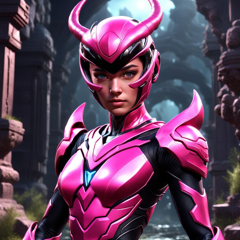 Pink Power Ranger Symbiote: Detailed Digital Art