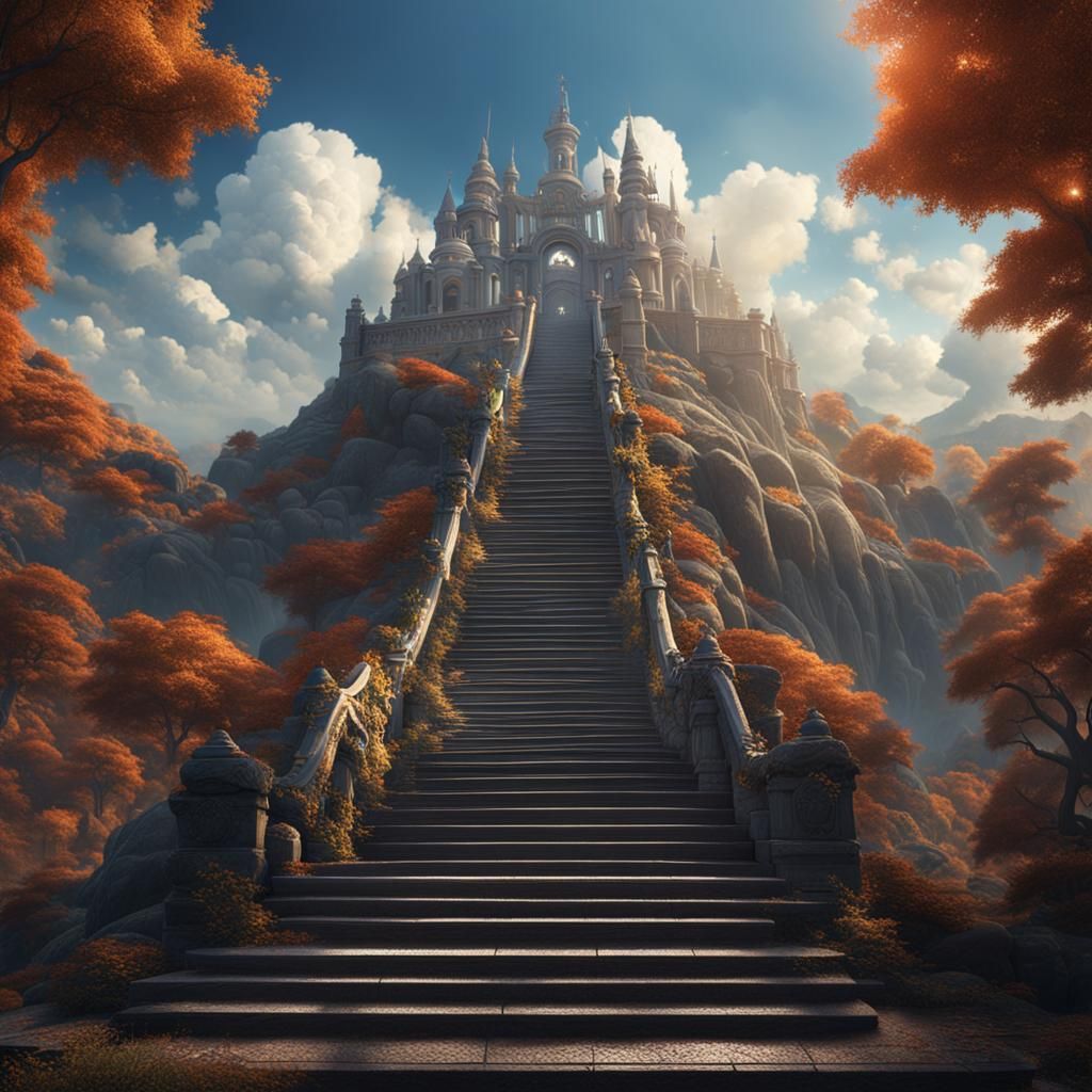 Stairway to Heaven: Photorealistic Detailed Matte Painting